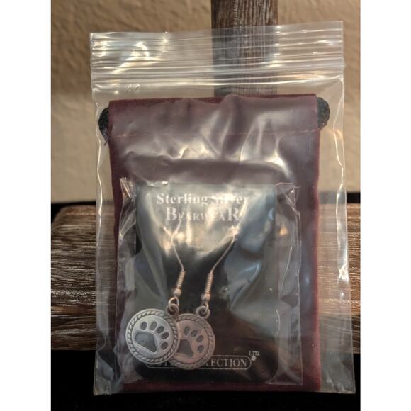 NWT Sterling Silver Boyds Collection Bearwear Paw Print Dangle Earrings - Picture 2 of 4